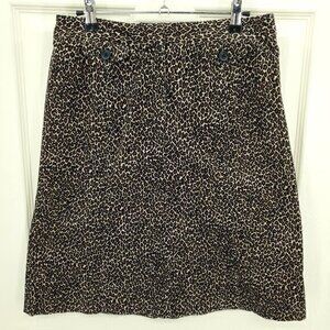 Talbots Petites Animal Print Corduroy Print A-line Skirt 8P Brown/Black/Tan